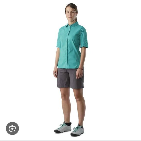 Arc'teryx Fernie short sleeve Teal snap button down Outdoor Shirt - Picture 1 of 7